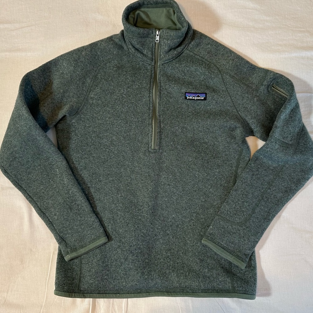 Patagonia Better Sweater Worn Wear 1/4 Zip Fleece Hemlock Green Small - Read
